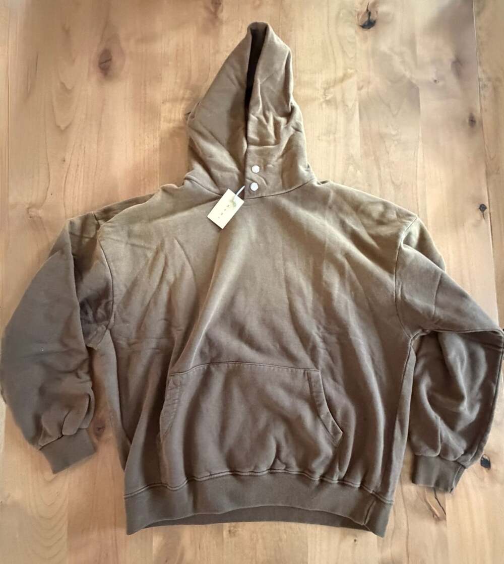mnml Button Neck Hoodie in Brown NWT Small